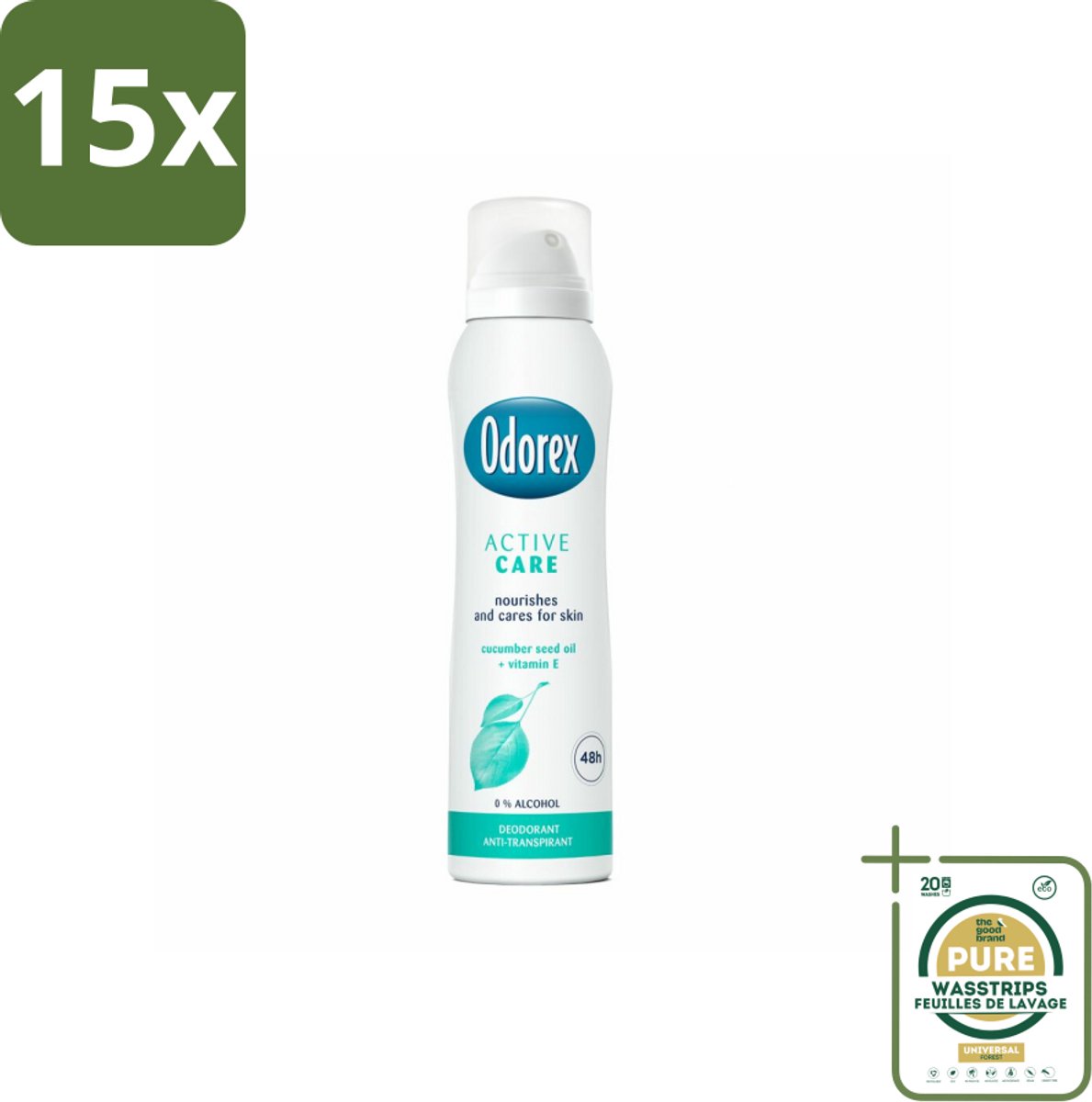 15 x Odorex Deodorant Spray Active Care 150 ml - Grootverpakking - Deodorant Spray - Actieve Bescherming - Zweet En Geur - Gevoelige Huid - Vitamine E