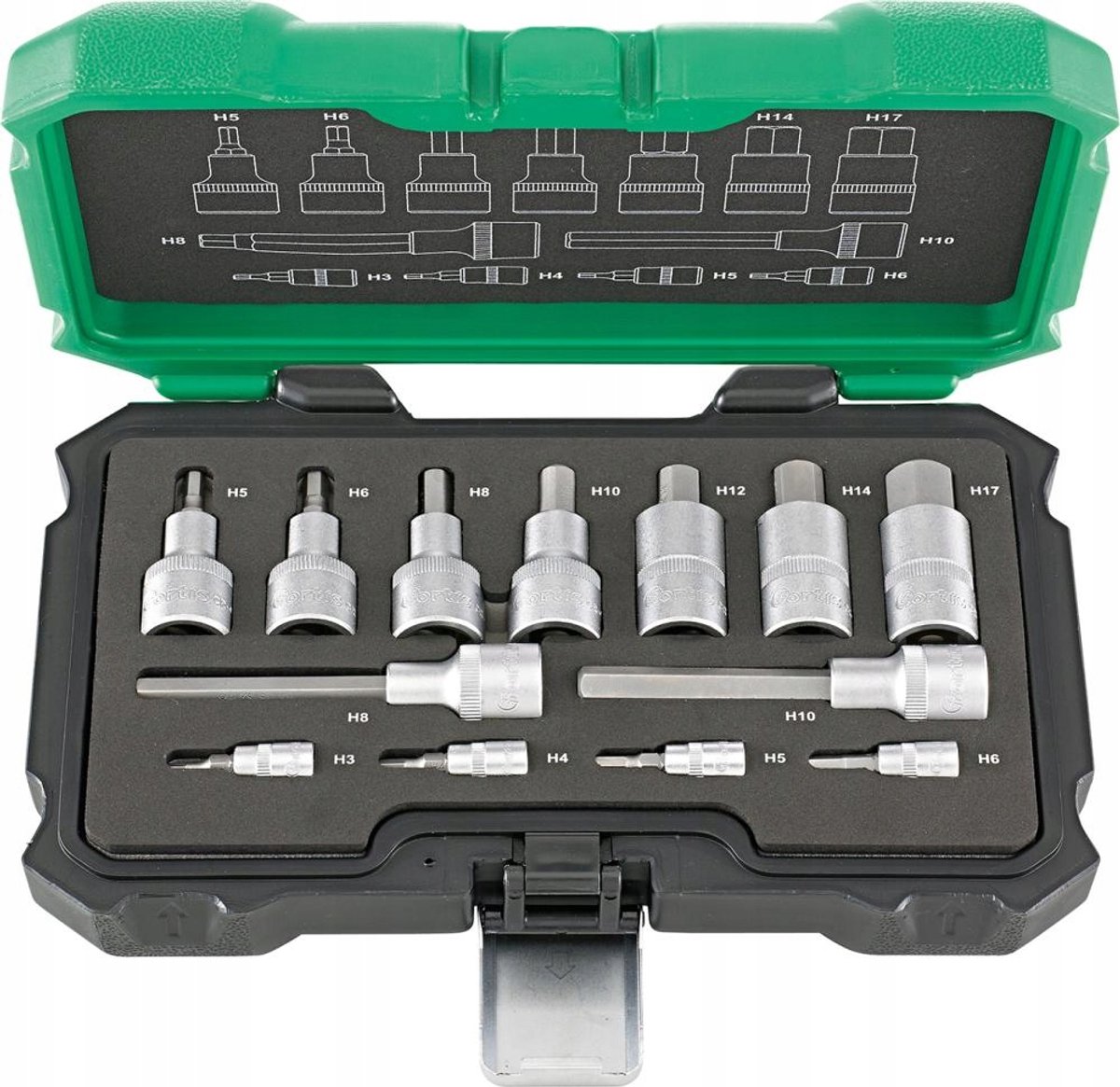 Fortis Doppelsleutelset 1/2'' & 1/4'' 13-delig