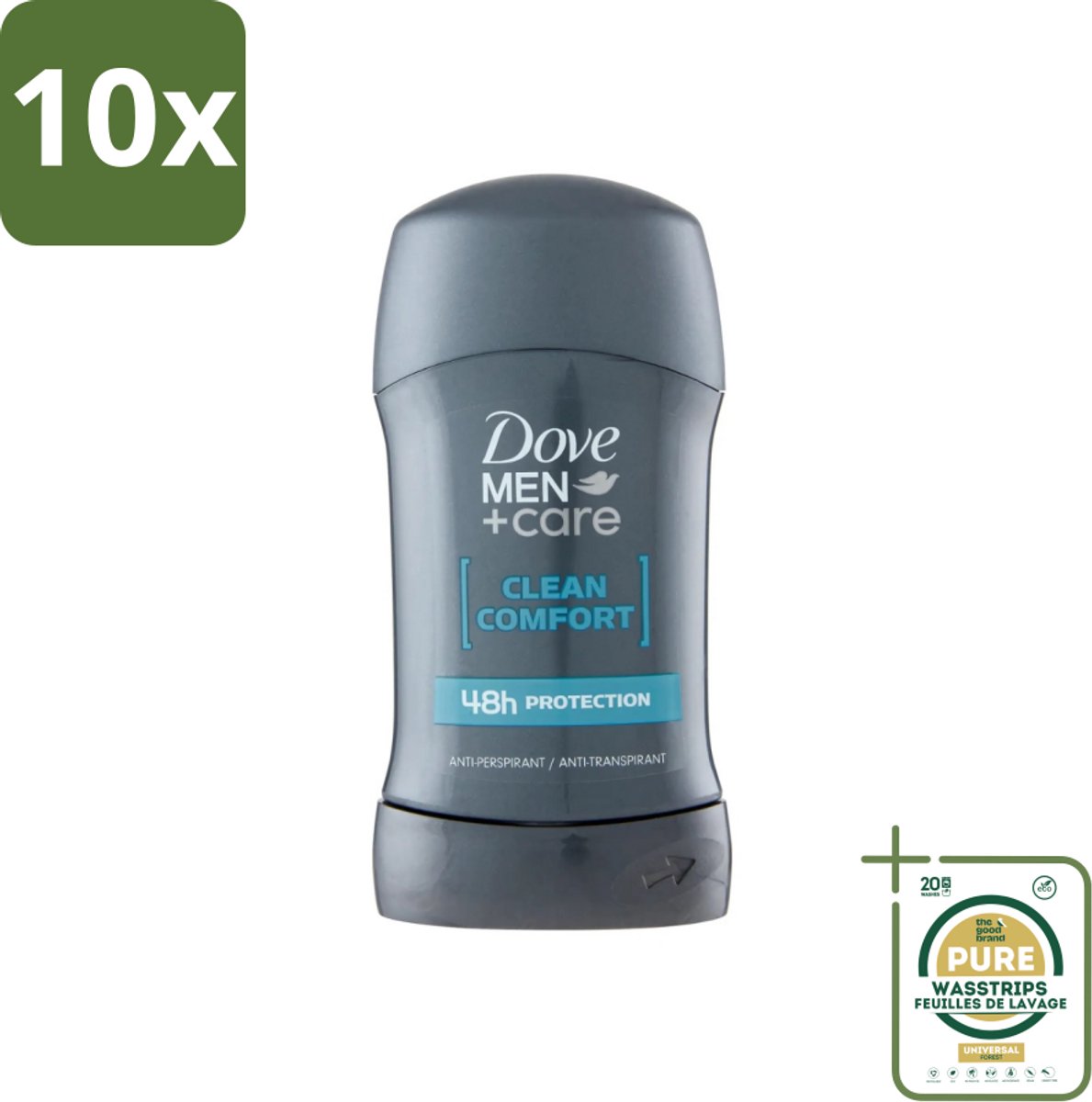 10 x Dove - Deodorant - Stick Clean Comfort - Zachte bescherming - 50 ml - Grootverpakking - Deodorant Stick - Zweetbestendig - Huidcomfort - 48 Uur Bescherming - Alcoholvrij