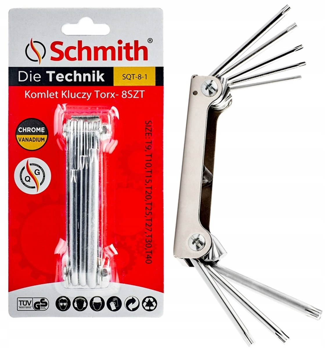 8-delige Torx Sleutelset - Chroom-Vanadium Staal