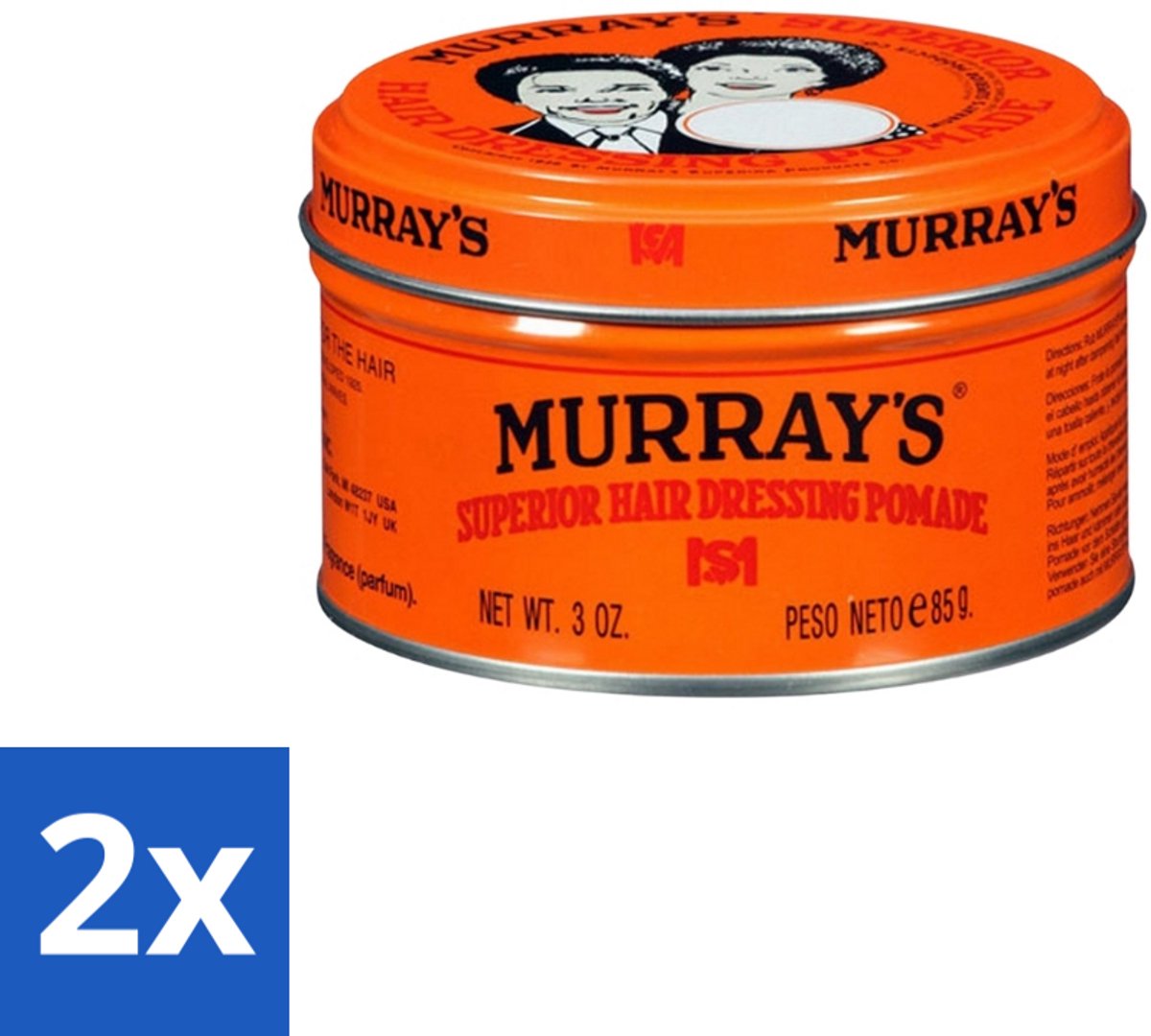 2 x Murray’s – Pomade – Original – 85 g - Haarkleur - Haartype - Haartypen - Haarstyling - Haarfixatie