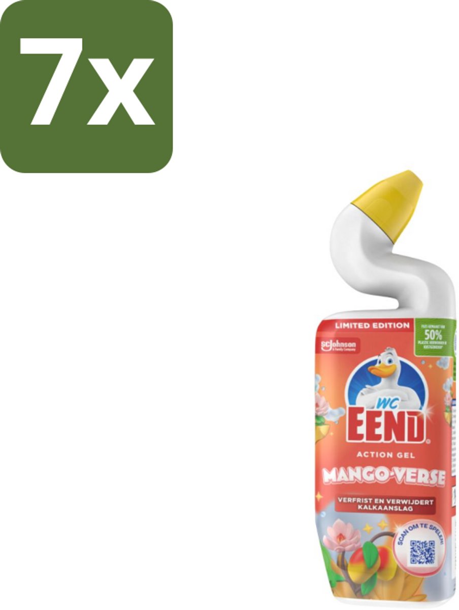 7 x WC Eend Toiletreiniger Action Gel Mango Verse 750 ml - Toiletreiniger - Toilet Reinigen - Kalkaanslag Verwijderen - Toilet Reiniging - Toilet Hygiëne
