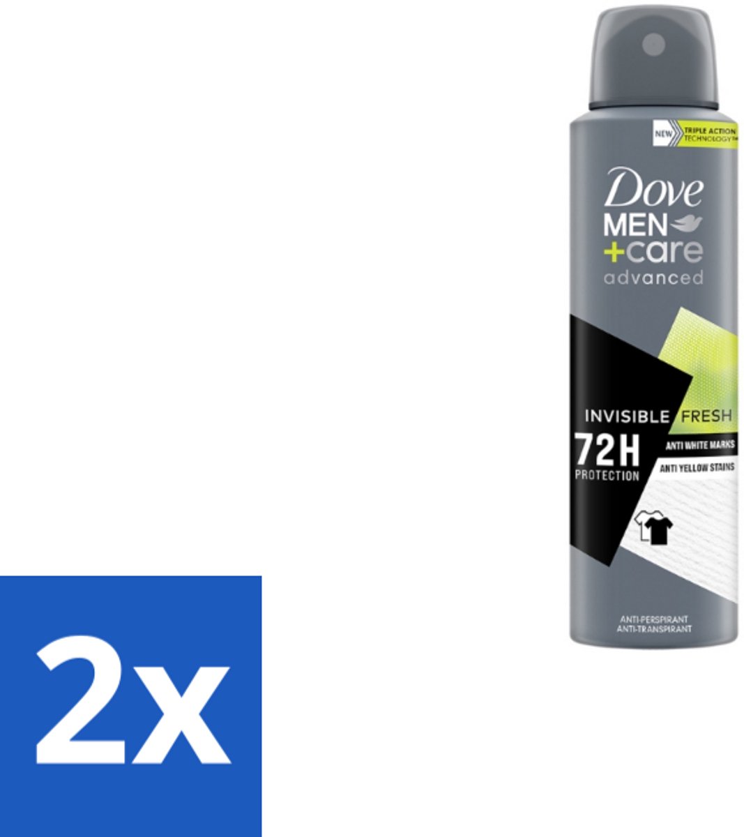2 x Dove Men+Care – Deodorant Spray – Advanced Invisible Fresh – 150 ml - Deodorant Spray Voor Mannen - Frisheid Oksels - Geur Tegen Zweet - Zweetgeur Bestrijding - Verzorging Oksels