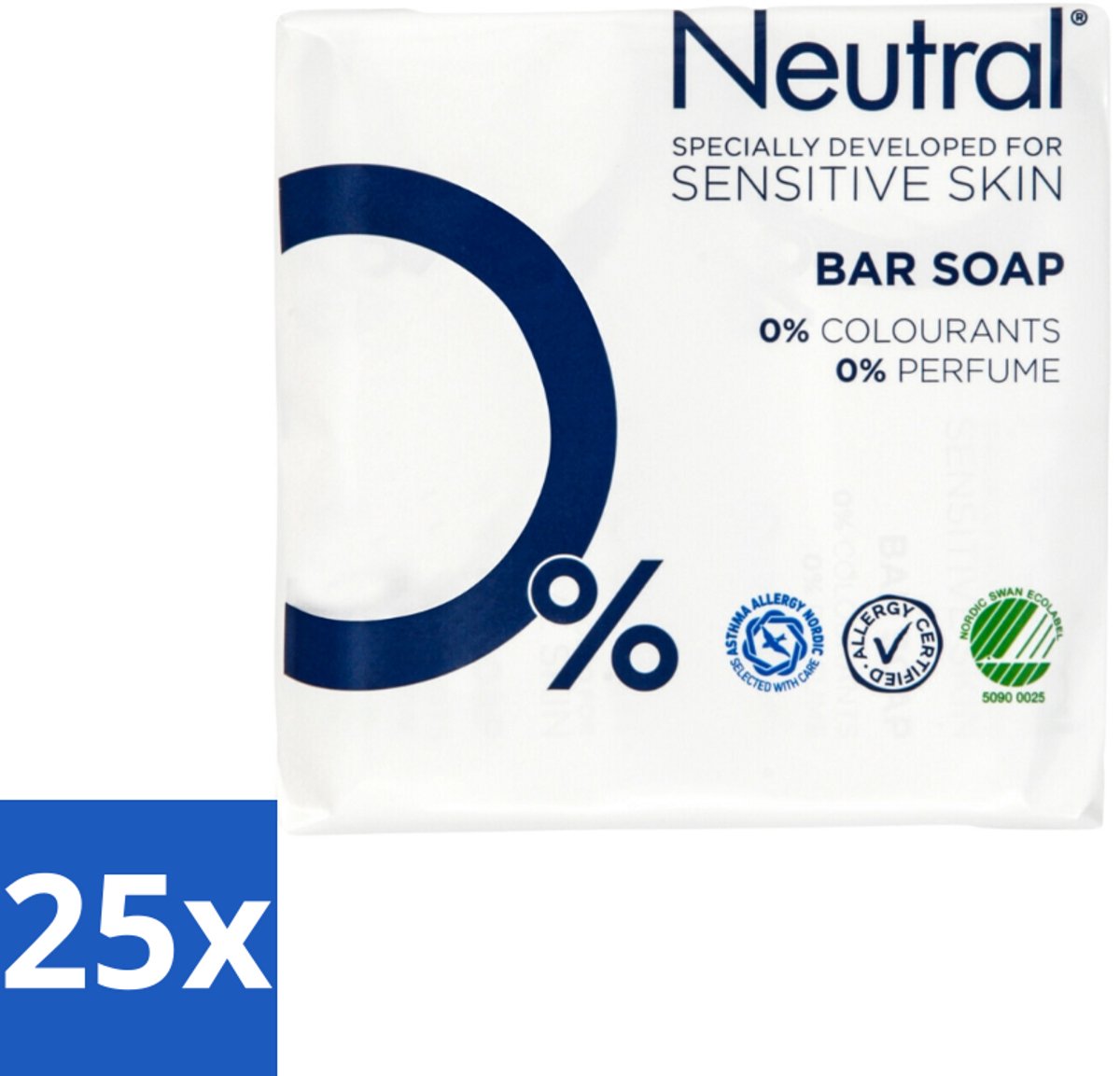 25 x Neutral Zeeptablet 2 x 100 gr - Gevoelige Huid - Droge Huid - Milde Zeep - PH-neutraal - Parfumvrij