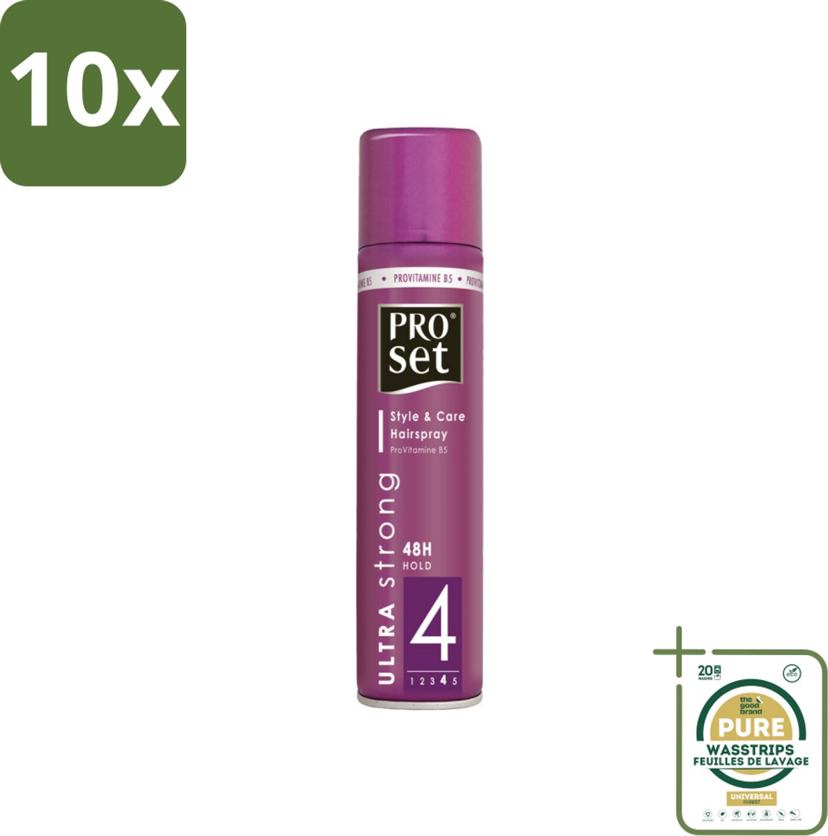 10 x Proset Haarspray Ultra Sterk 300 ml - Grootverpakking - Haarspray - 48 Uur Fixatie - Ultra Sterke Fixatie - ProVitamine B5 - Gezond Haar