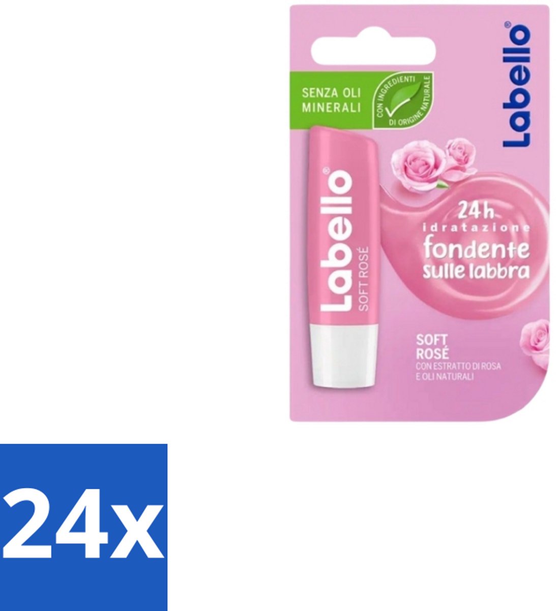 24 x Labello – Lippenbalsem – Soft Rosé - Lippenbalsem - Hydratatie - Rosé Lippen - Natuurlijke Glans - Verzorgde Lippen