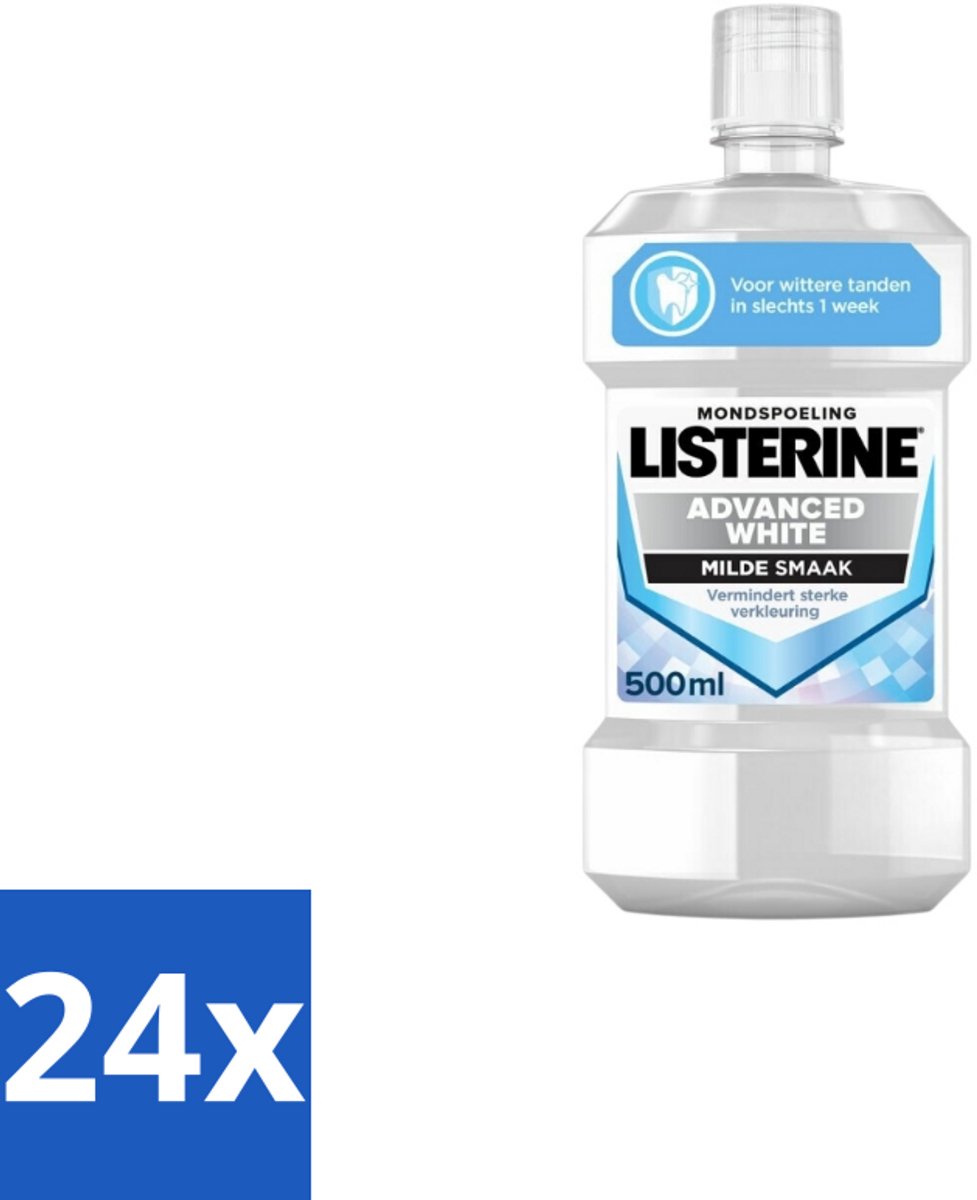 24 x Listerine – Mondwater – Advanced White – 500 ml - Mondwater - Tanden Witteren - Mondhygiëne - Mondverzorging - Aanslag Voorkomen