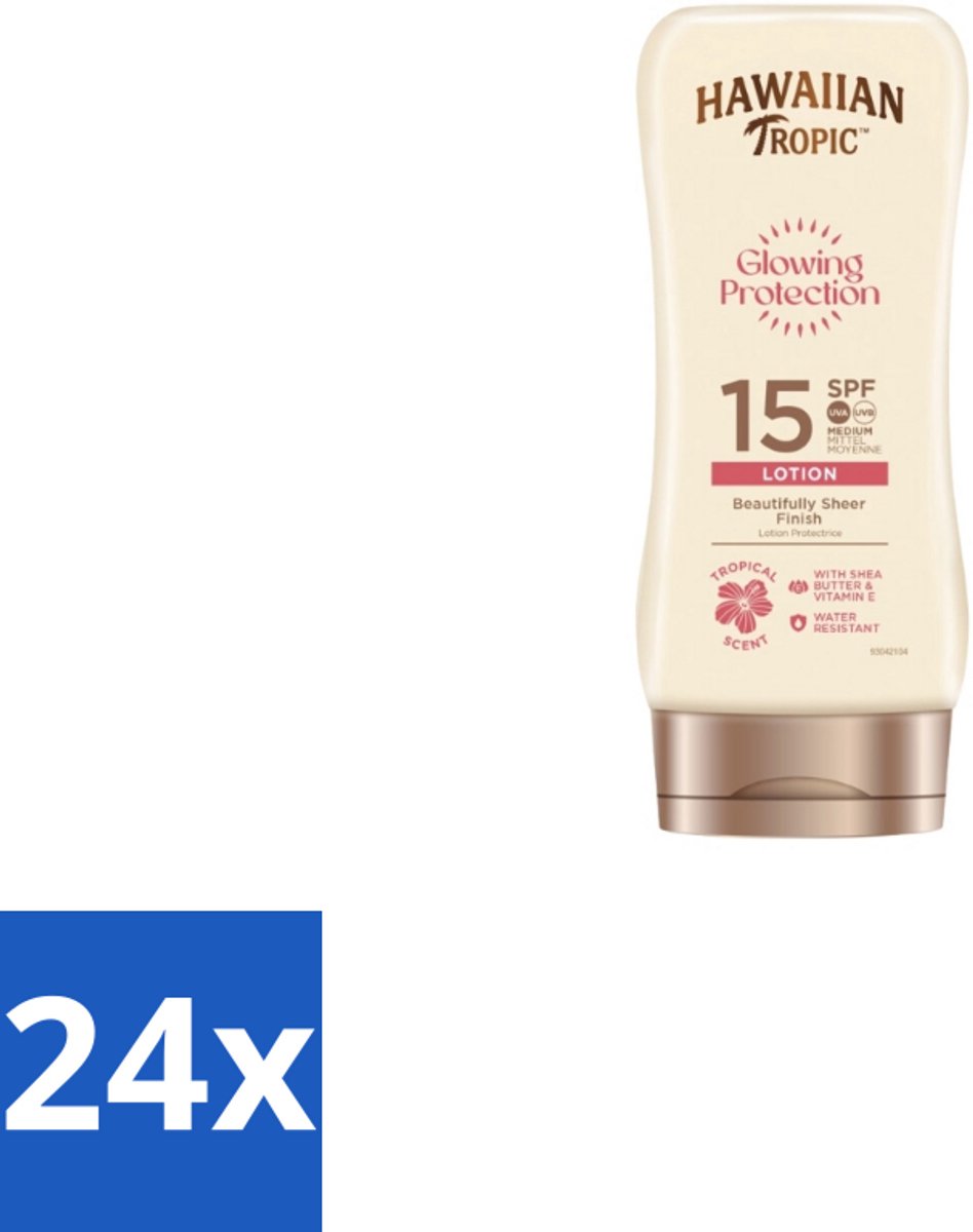 24 x Hawaiian Tropic – Zonnebrand Lotion – Satin Protection Ultra Radiance – SPF - Zonbescherming - Zonlotion - Stralende Huid - Zonnebrandlotion - Huidbescherming