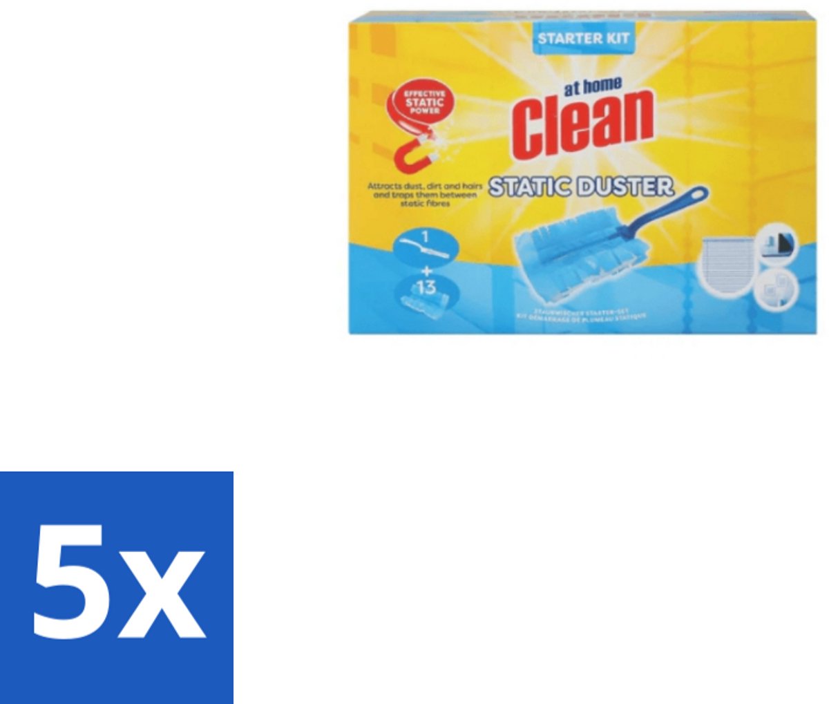 5 x At Home Clean Duster Starter Set 13 Navullingen - Stofwisser - Stof Verwijderen - Elektrostatische Doekjes - Hygiëne - Allergie