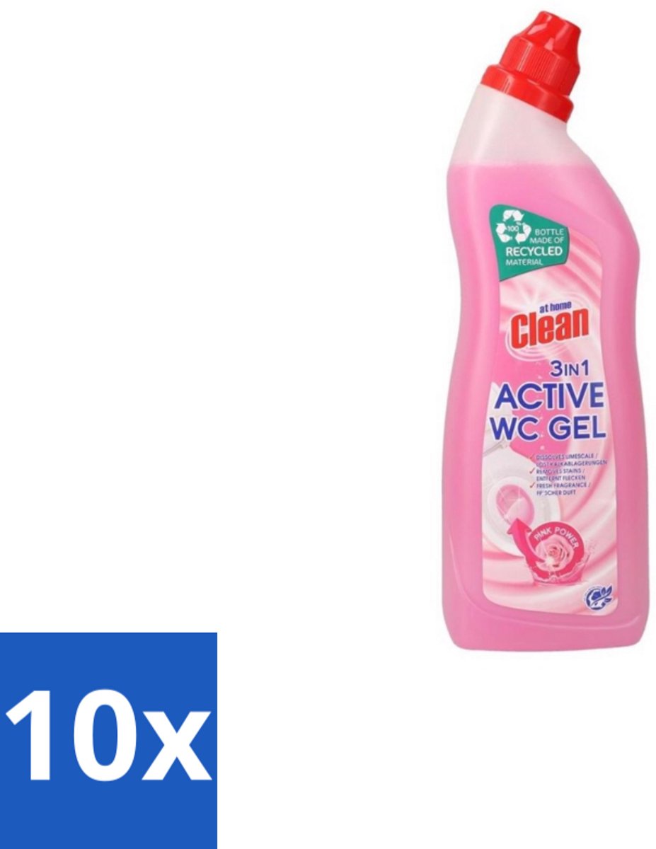 10 x At Home Clean – Toiletreiniger – 3-in-1 Formule – 750 ml - Toiletreiniger - Reinigen - Ontkalken - Frisheid - Hygiëne