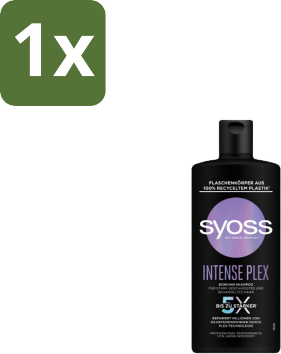 1 x Syoss – Shampoo – Intense Plex – 440 ml - Shampoo Voor Beschadigd Haar - Herstel Shampoo - Keratine Shampoo - Intensieve Herstel Shampoo - Haarversterkend Shampoo
