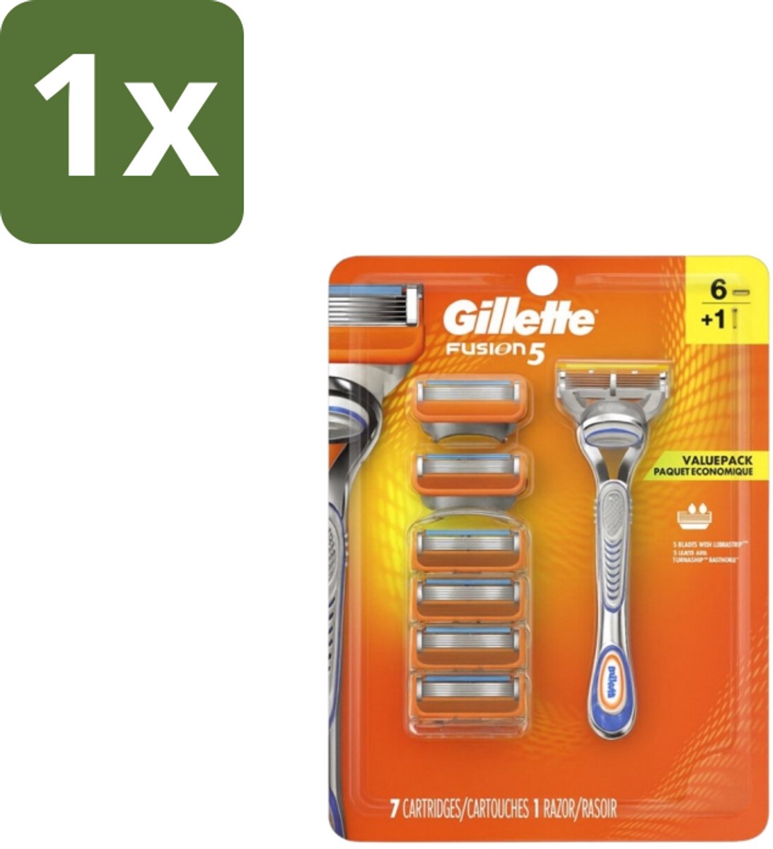 1 x Gillette - Fusion5 – Houder + 6 Mesjes - Scheermes - Scheersysteem - Glad Scheeren - Comfortabel Scheren - Huidbescherming