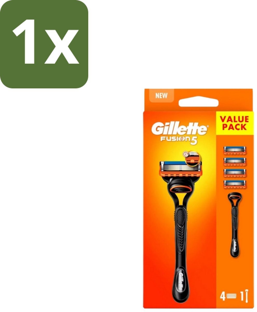 1 x Gillette – Fusion5 – Scheersysteem Houder + 4 Mesjes - Scheermes - Scheren - Scheren Mesjes - Scheren Houder - Scheren Comfort