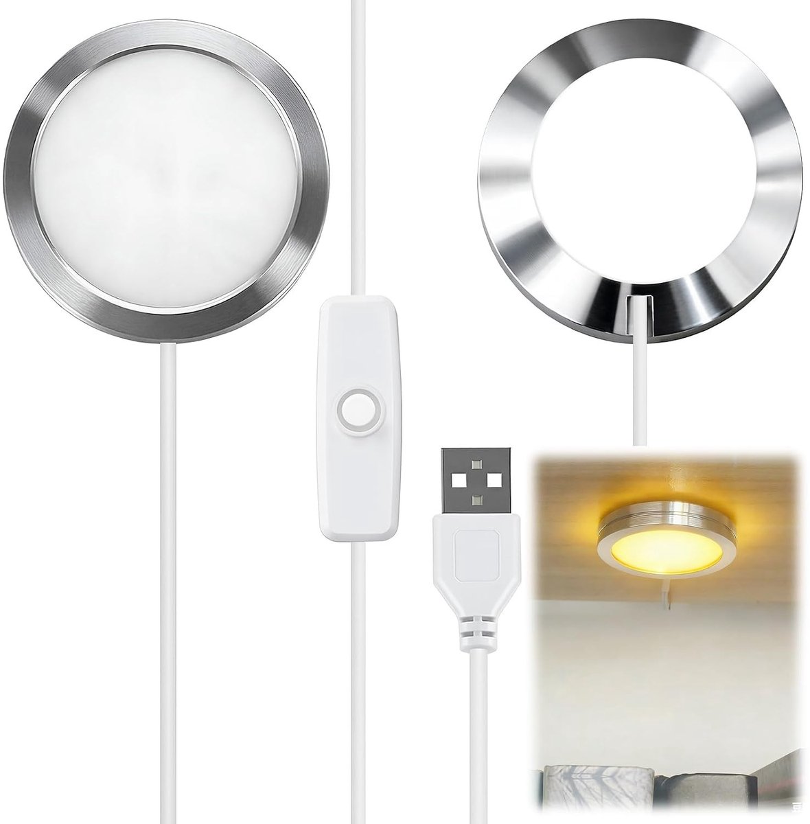 LED Lamp Set voor 3D Printer Modellen, Warm Licht Nachtlamp met Schakelaar, 1 m Kabel, Geschikt voor Lampenkappen en Decoratie