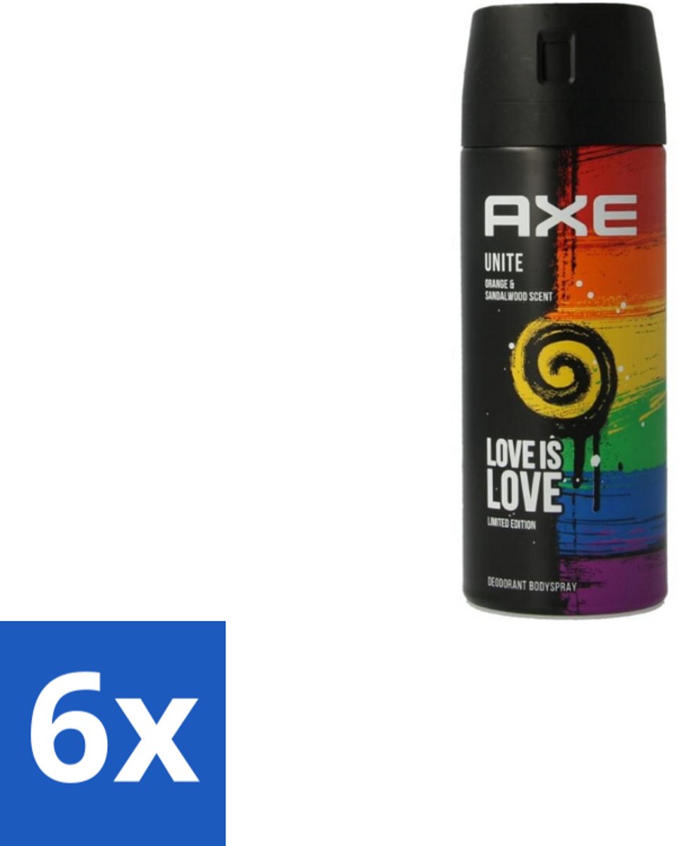 6 x Axe – Deodorant Spray – Unite – 150 ml - Deodorant Spray - Zweetgeur Bestrijding - Mannelijke Geur - Frisse Geur - Dagelijks Gebruik
