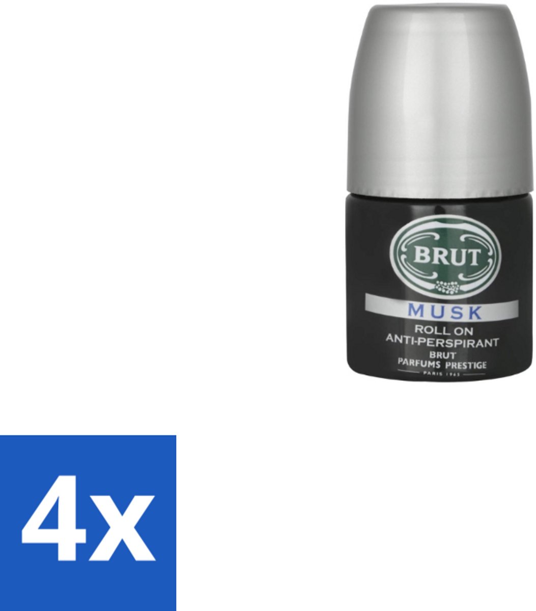 4 x Brut – Deodorant Roller – Musk - 50 ml - Anti-transpirant Roll-on - Muskusgeur - Mannelijke Uitstraling - Langdurige Bescherming - Frisheid