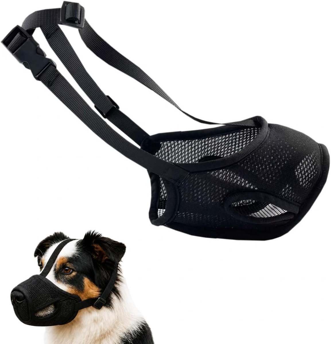Ademende muilkorf voor honden maat M - Verstelbare 3D-net muilkorf voor comfort en veiligheid
