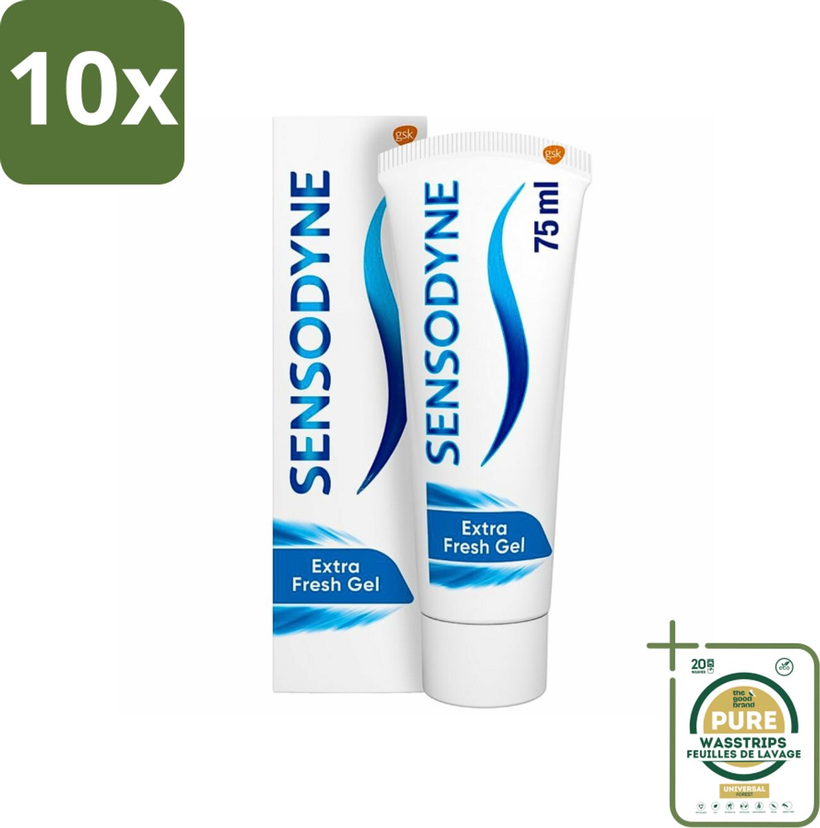 10 x Sensodyne - Tandpasta - Extra Fresh Gel - Voor Gevoelige Tanden - 75 ml - Grootverpakking - Gevoelige Tanden - Tandpasta - Gevoeligheid - Tandpasta Voor Gevoelige Tanden - Frisse Mond