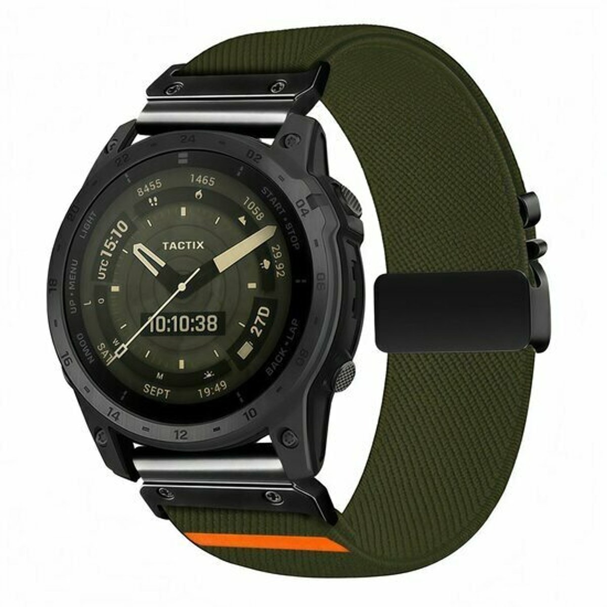 By Qubix - Geschikt voor Garmin bandje - 20mm Quickfit - Nylon bandje met parachute sluiting - Donkergroen - Geschikt voor Garmin Fenix 9 / 9 pro - 43mm