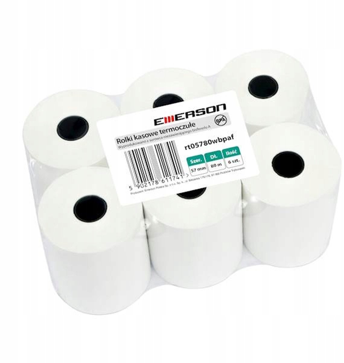 Emerson Thermische Rolletjes 57mm x 80m - 6 Stuks - BPA Vrij