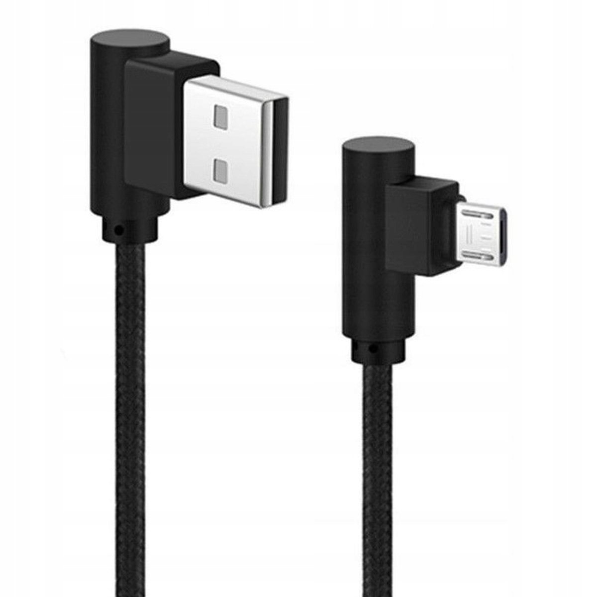 Image of Hoekige USB naar Micro USB Kabel - Nylon 25cm