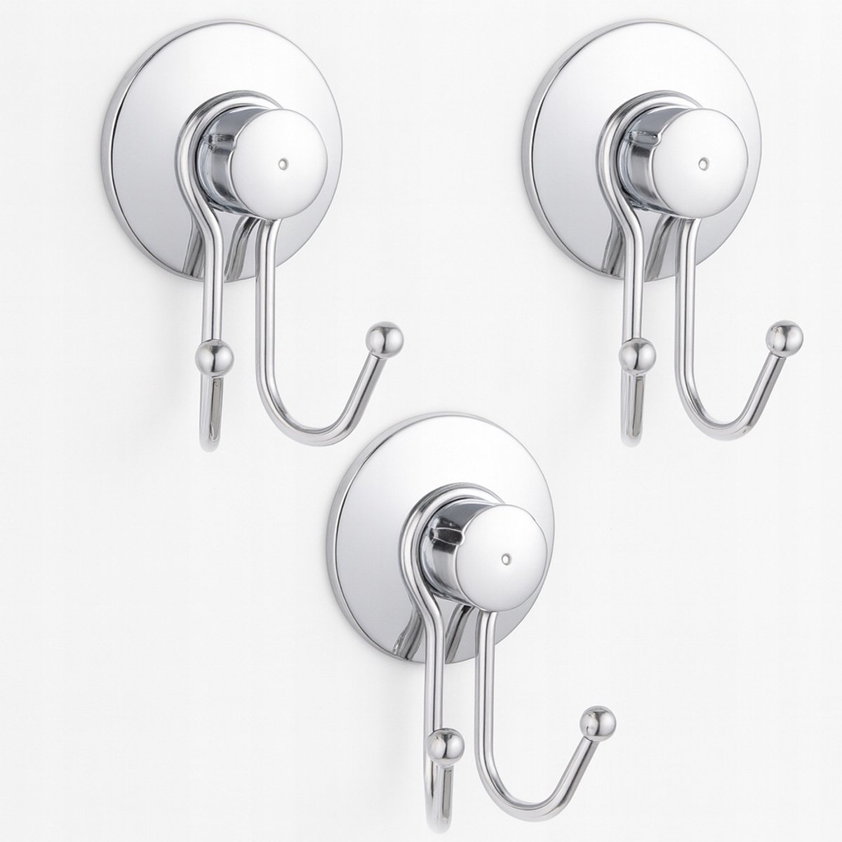 YOKA HOME Wandhaken 3 stuks - Zilver Chromé, Zonder Boren