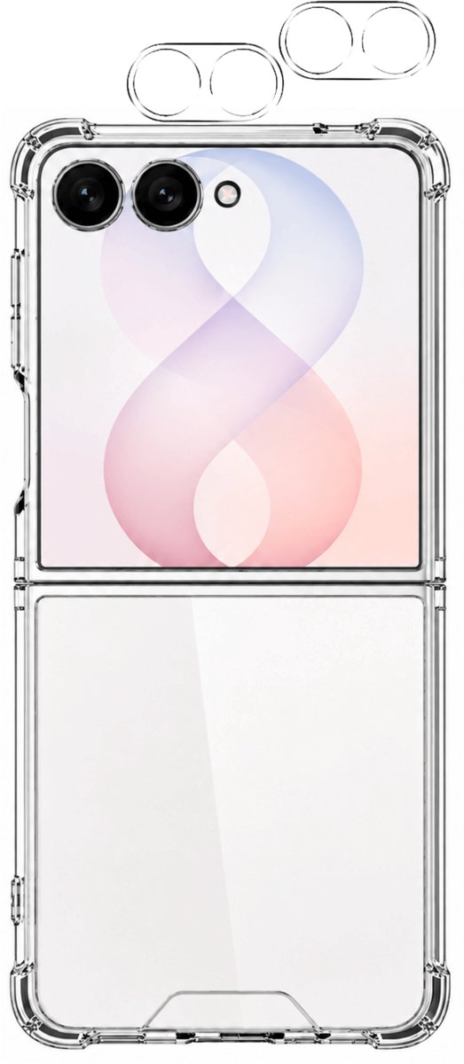 Hoesje backcover Shockproof geschikt voor Samsung Galaxy Z Flip 8 en 2 beschermglasjes voor de camera Phonillico®
