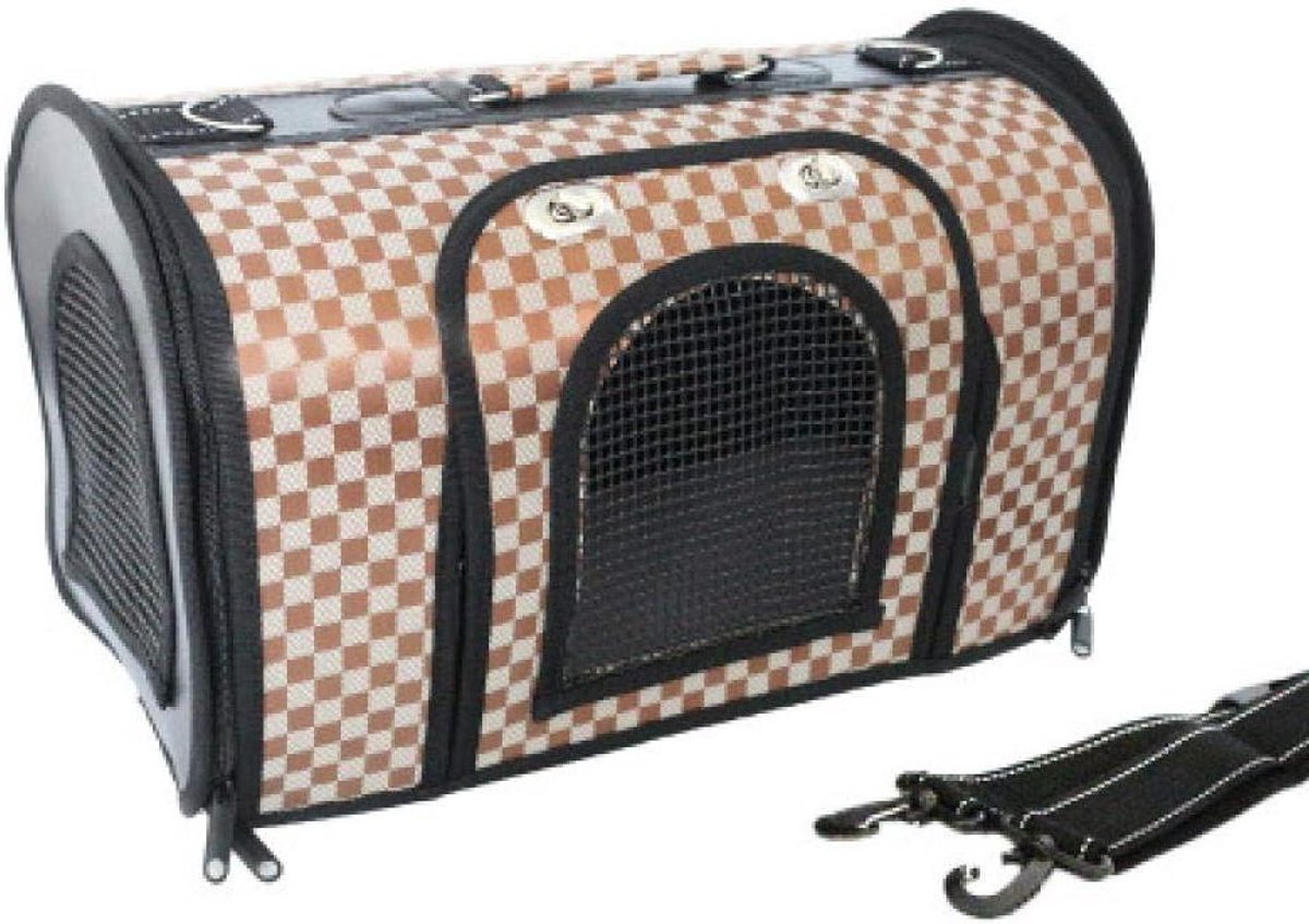 Huisdier Handtas - Draagtas Hond - Uitgaande Reizen - Ademend Roosterontwerp - L (tot 15kg) - Zilver