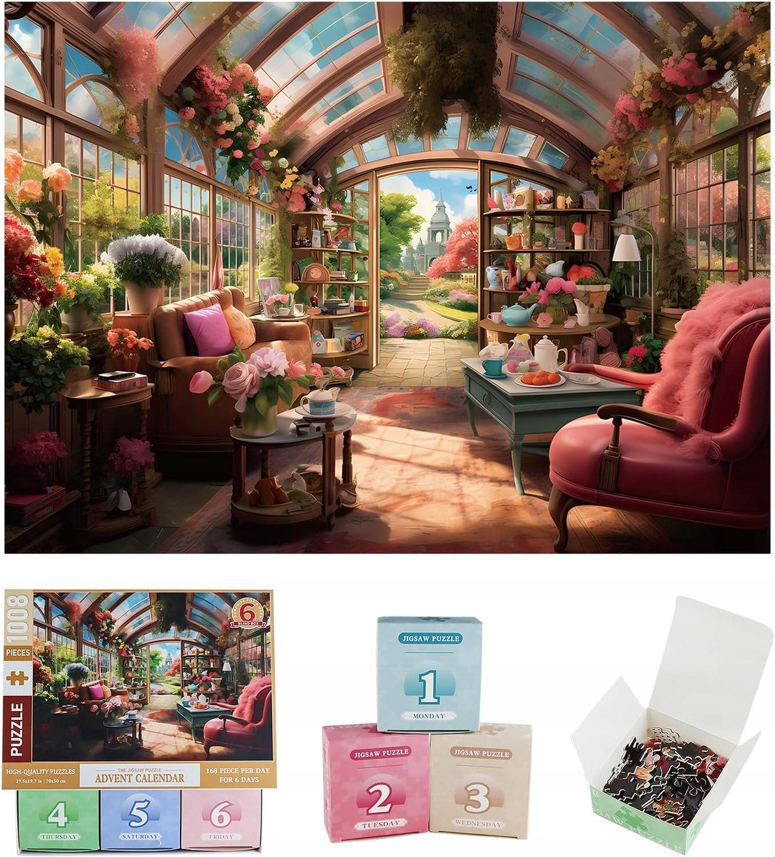 1008-delige Puzzel: Bloemenkamer, 70x50cm, voor Volwassenen