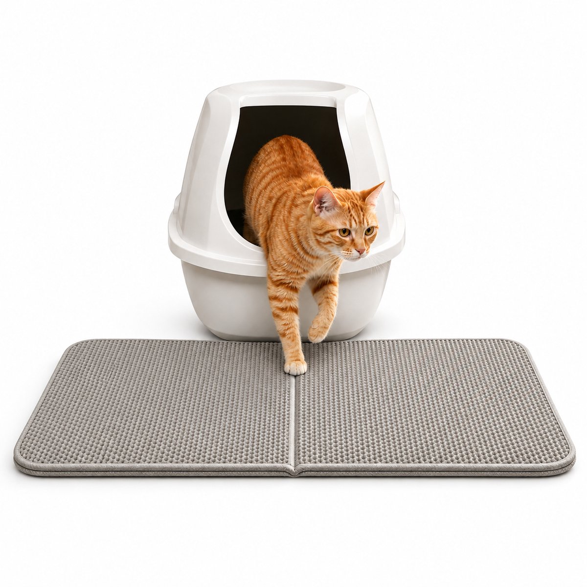 belviona Kattenbakmat EVA , dubbel laags, waterdicht & makkelijk reinigen, 76x61 cm grijs