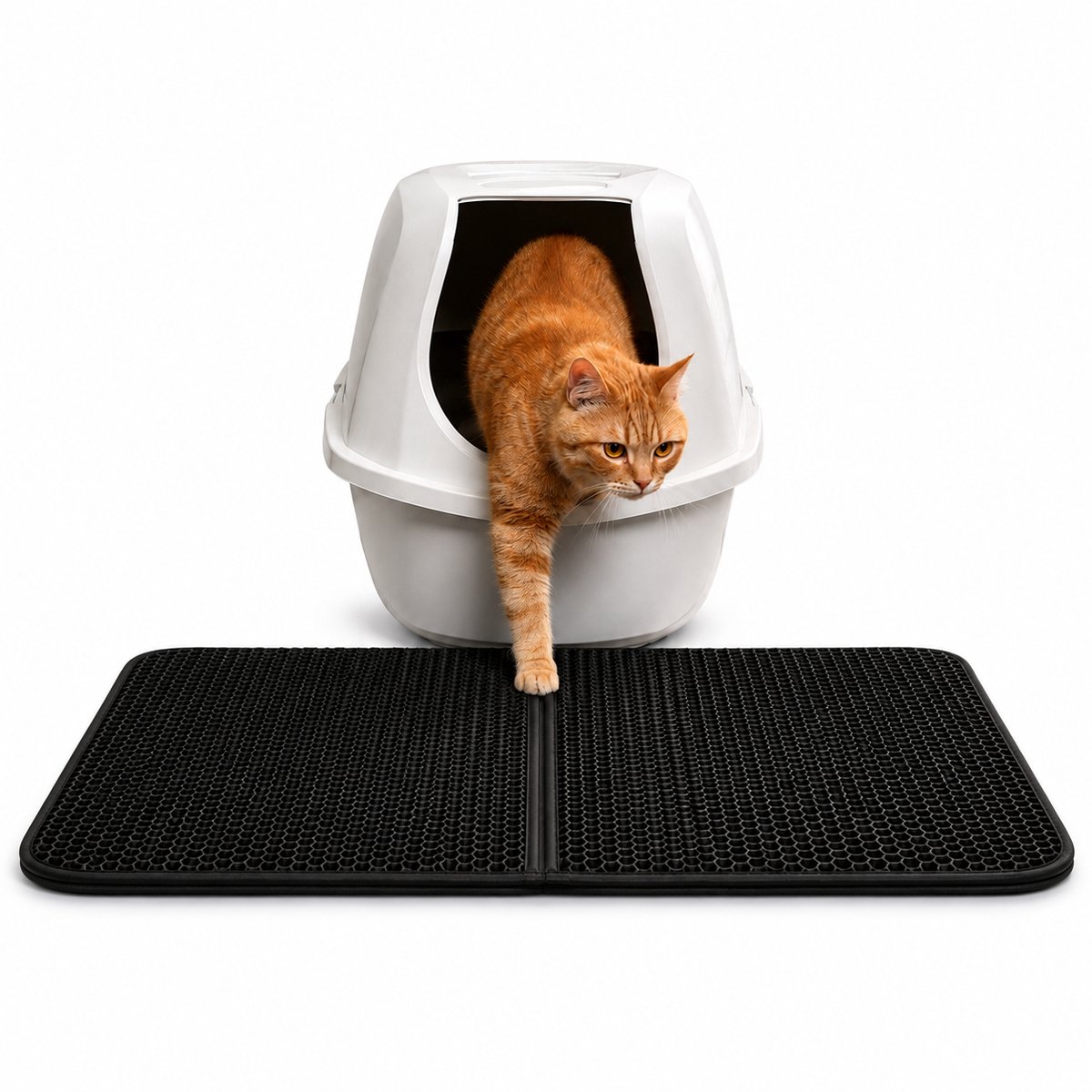 belviona Kattenbakmat EVA , dubbel laags, waterdicht & makkelijk reinigen, 76x61 cm zwart