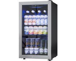 KitchenBrothers Drankkoelkast - 90L - Mini Koelkast - Glazen Deur - Minibar - 110 Blikjes - Zwart