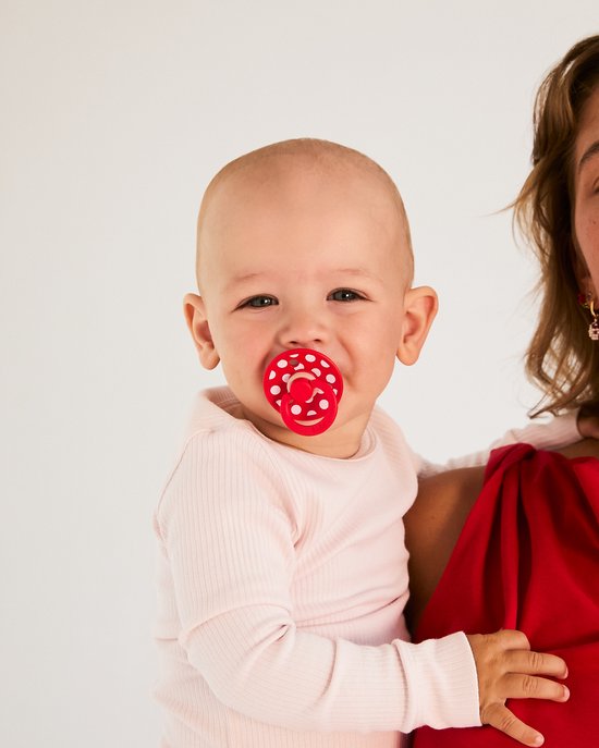 BIBS Colour Polka Dots Fopspeen - 0-6 mnd - 2-pack - Blossom/Candy Apple — afbeelding 5