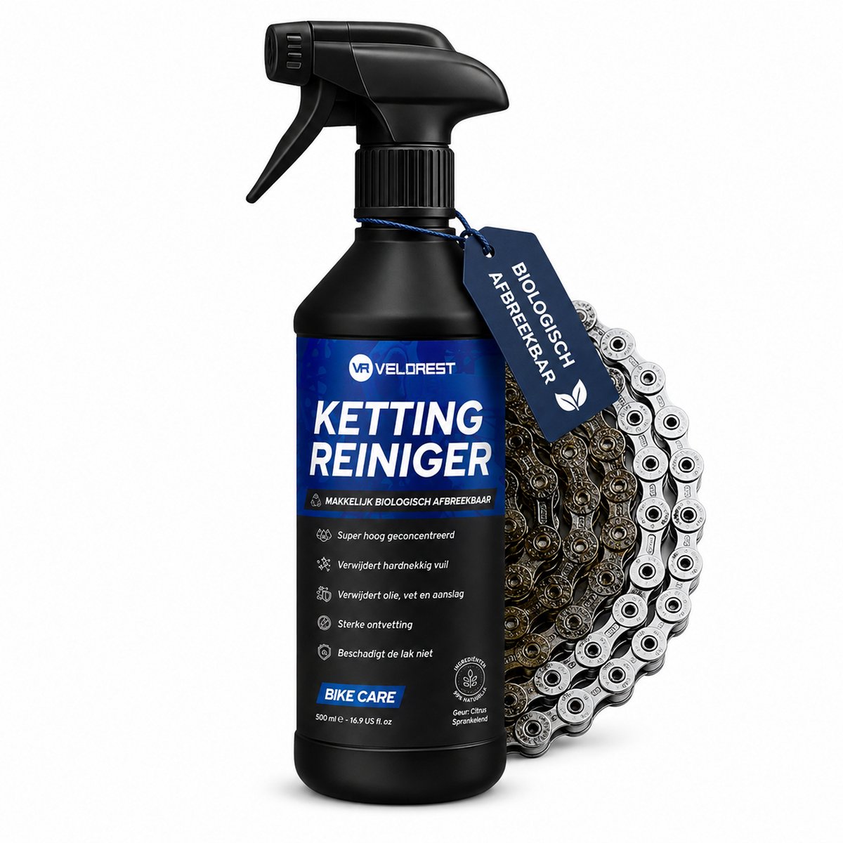 Velorest Ketting Reiniger - 500ml - Fietsketting Reiniger Set - Kettingreiniger Fiets - Chain Cleaner - Kettingreiniger Vloeistof - Ketting Ontvetter - Biologisch Afbreekbaar