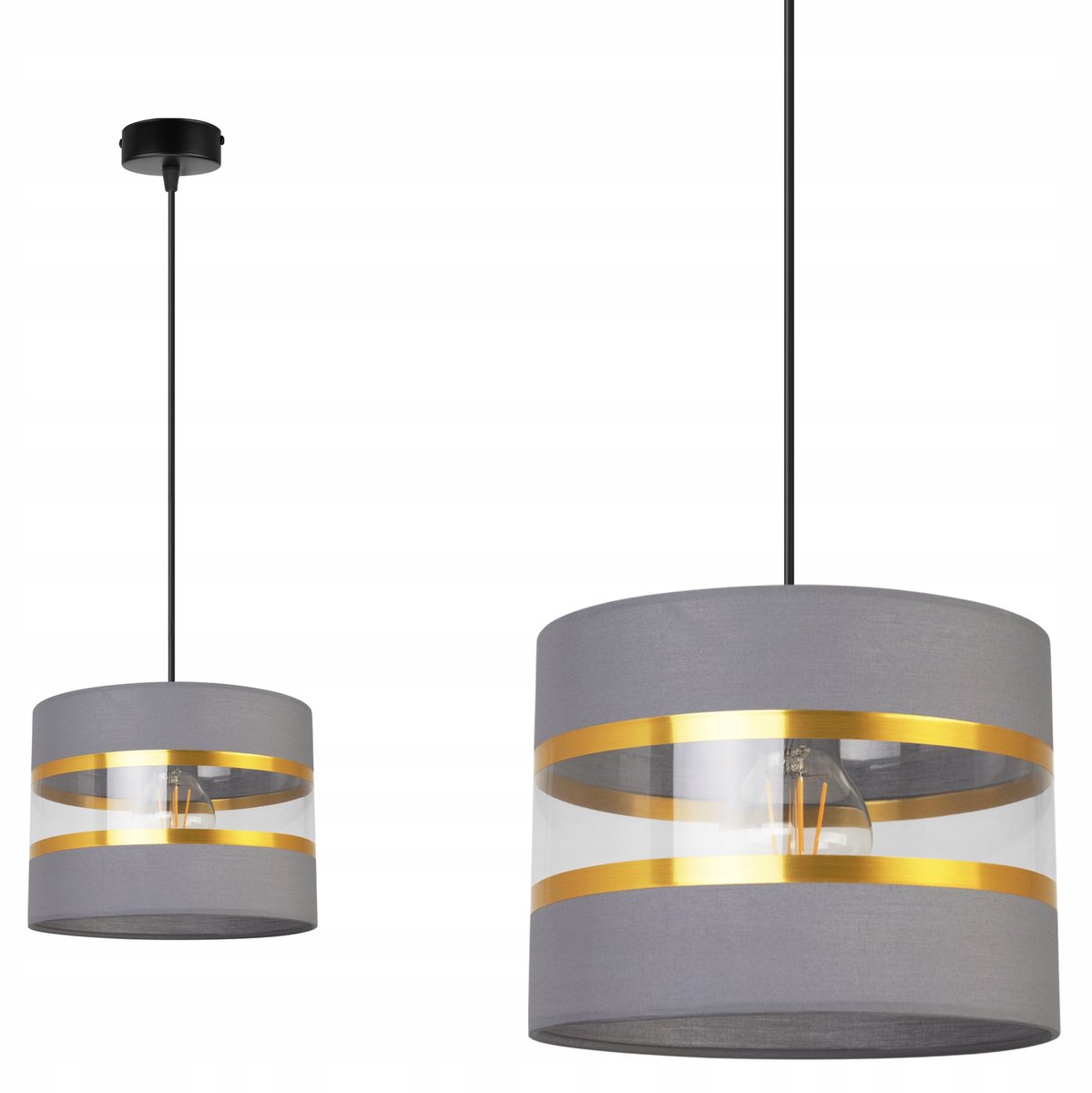 Glamour Hanglamp Enkele Kap Grijs-Goud