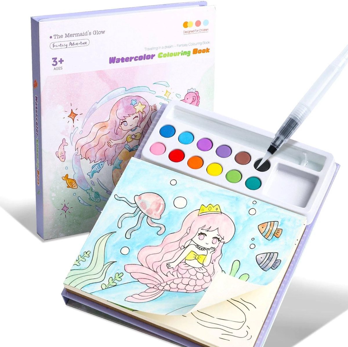 casalora - Aquarel Kleurboek voor Kinderen, Aquarelsets voor Kinderen van 3 4 5 6 7 8 jaar, Knutsel- en Schilderactiviteiten, Speelgoed, Verjaardagscadeau voor Jongens en Meisjes - Zeemeerminserie