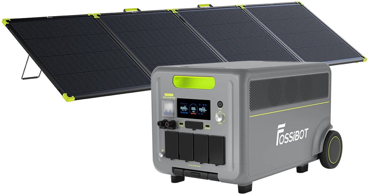 FOSSiBOT F7200 Industriële Hoogvermogen Powerstation + T202 Micro-Omvormer + SP400PRO Zonnepaneel 5222Wh 7200W | Uitbreidbaar tot 15,67kWh UPS <10ms Voor Thuis, Werkplaats & Camper