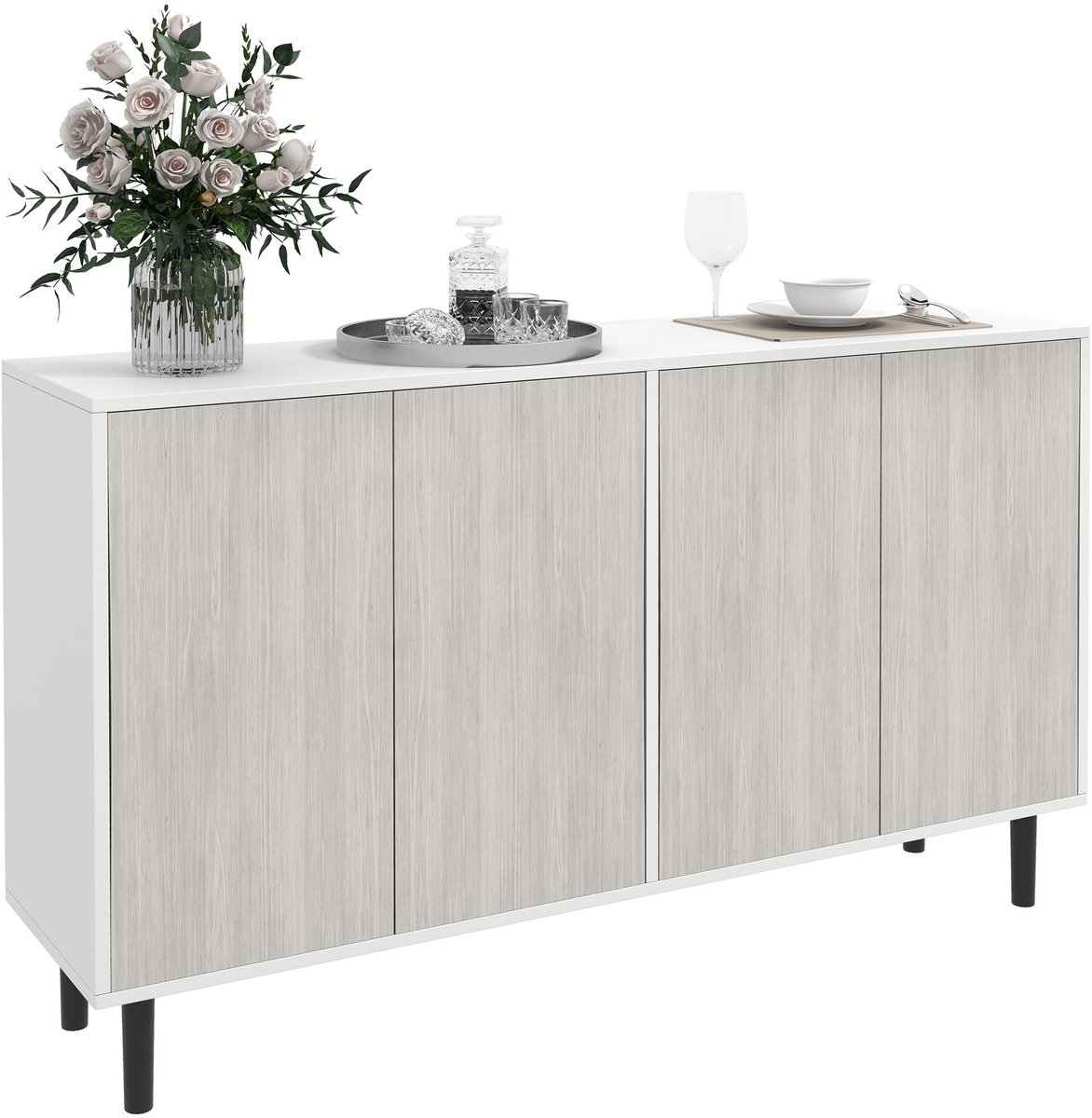HOMCOM Buffetkast - Spaanplaat - 121x37x75cm - Grijs