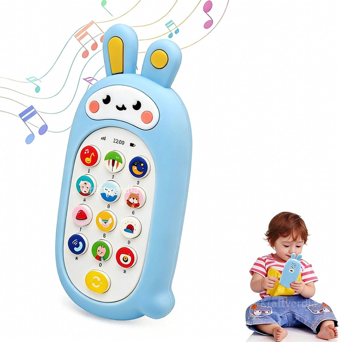 casalora - Babyspeelgoed - Baby speelgoedtelefoon - Interactieve telefoon - Sensorische Siliconen Speelgoed - Educatief Babyspeelgoed - Blauw Konijn Telefoon Speelgoed - Geschikt voor kinderen vanaf 1 jaar.
