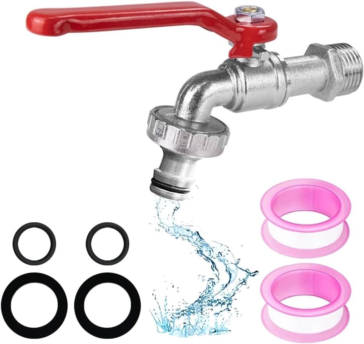 Buitenkraan vorstvrije - Rood - 1/2 inch - Messing Kogelkraan - Voor Tuin gebruik
