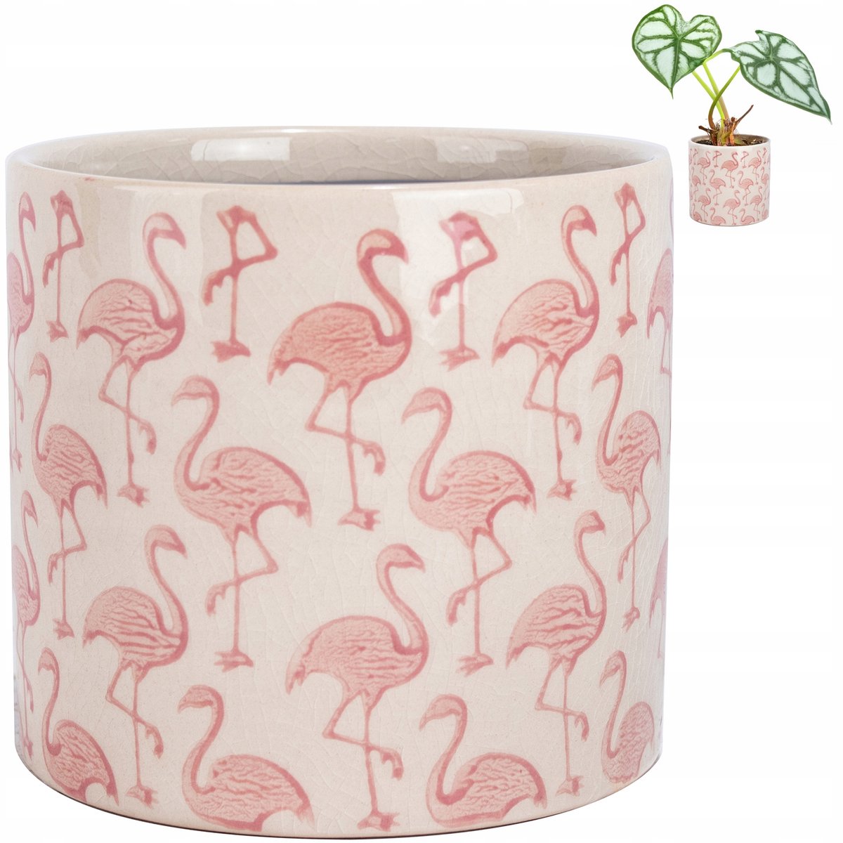 Merkloze Keramische Pot met Flaming Design - Wit, 14.5 cm