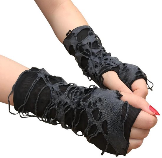 Halloween decoratie - Lengte 23 cm - Handschoenen - Halloweenhandschoenen - Armwarmers - Halloween kostuum accessoires - Heks make-up visnet handschoenen - Halloween handschoenen voor mannen handaccessoires - Voor Feestbenodigdheden