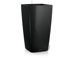 LECHUZA CUBICO PREMIUM 22 - Plantenbak - met uitneembare binnenbak - met bewateringssysteem - ALL-IN-ONE set met LECHUZA-PON - zwart hoogglans