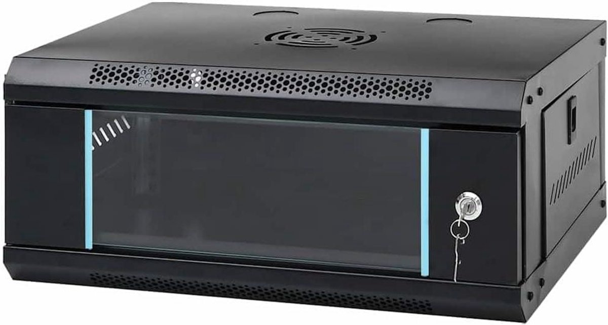 Netwerkkast - Serverkast - Elektronica Opbergen - Gehard Glas - 53 x 45 x 21 cm - Zwart