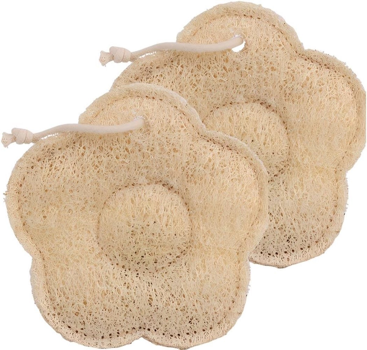 Natuurlijke loofa-spons voor peeling en lichaamsverzorging, 2 stuks, ideaal voor douche en scrubben in keuken en badkamer