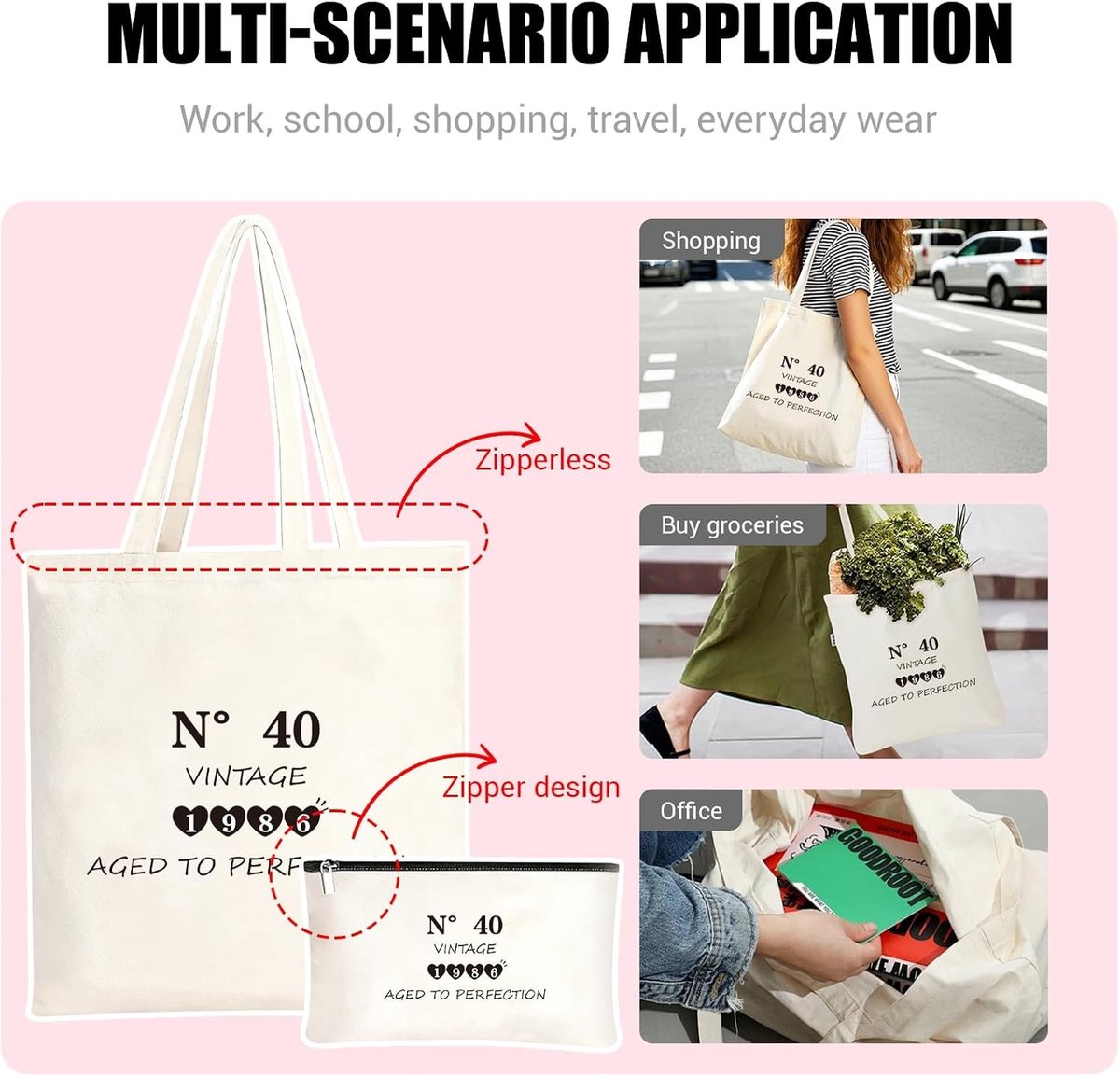 Persoonlijke Make-up Tas voor Vrouwen - Vintage Canvas Tote Bag voor Verjaardag, Moeder, Zuster en Vriendin - Ideaal Cadeau voor Haar