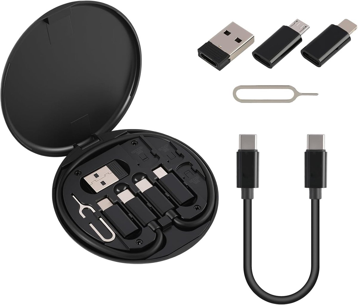 USB C Adapter Kit met Type C naar USB 3.0, 100W Oplaadkabel, SIM Kaart Ejector en Telefoonhouder voor Meerdere Apparaten