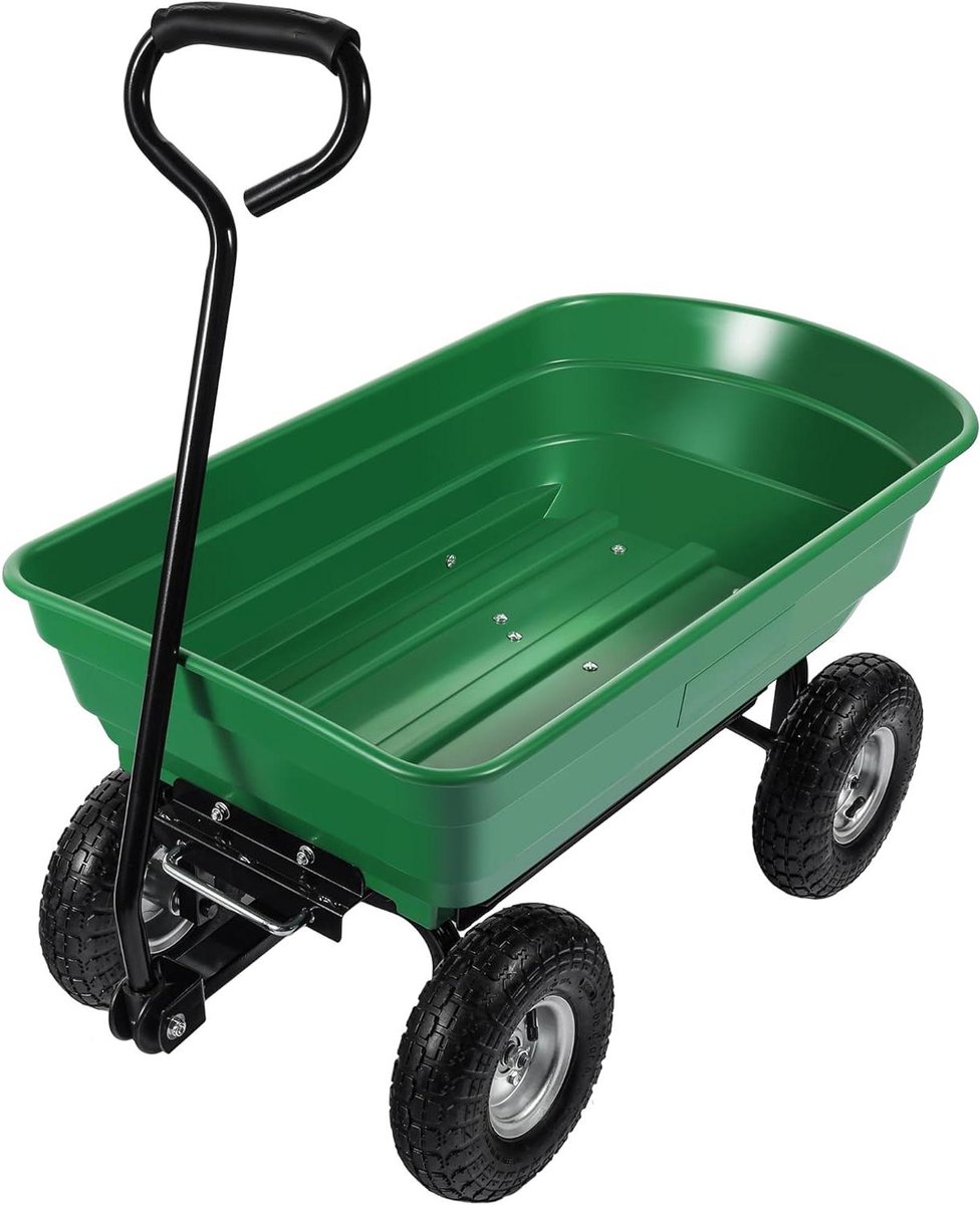 Tuinwagen Kantelfunctie - Transportkar Tuin - Zware Lasten Vervoeren - Praktische Kantelfunctie - 75 Liter Capaciteit - Groen