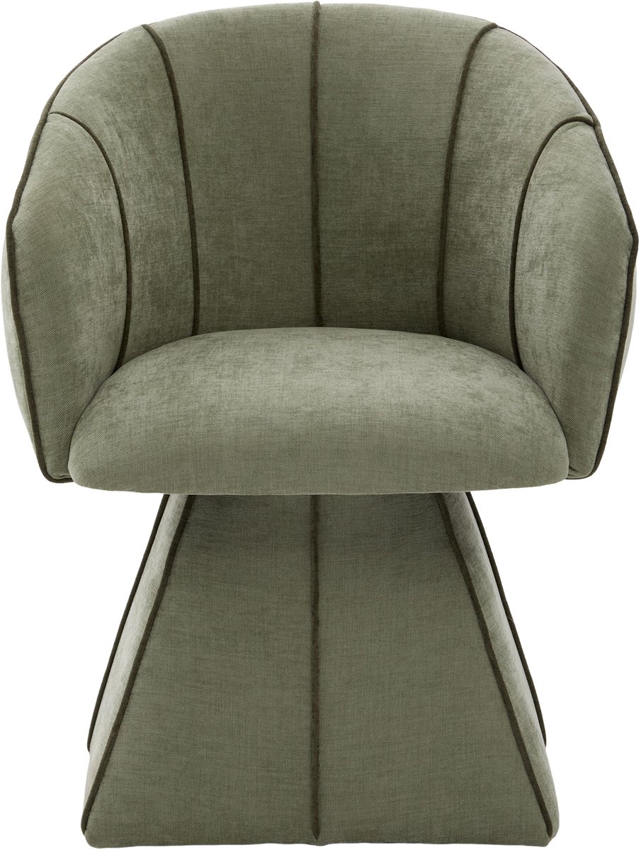 MUVANO Olijfgroene Chenille Draaistoel - Ergonomische Stoel Met Hoge Rugleuning - Leesstoel-Relaxstoel - 56x54x74,5cm- Draaibaar- Woonkamer Olijfgroen