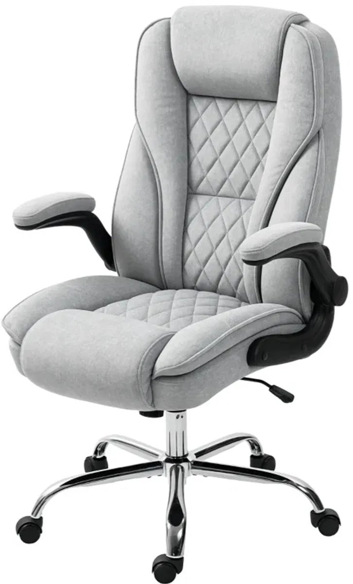 ROLIPO Ergonomische Bureaustoel – Fluwelen Bekleding met Kantelfunctie – Compact en Ruimtebesparend – Thuiswerkstoel – Grijs